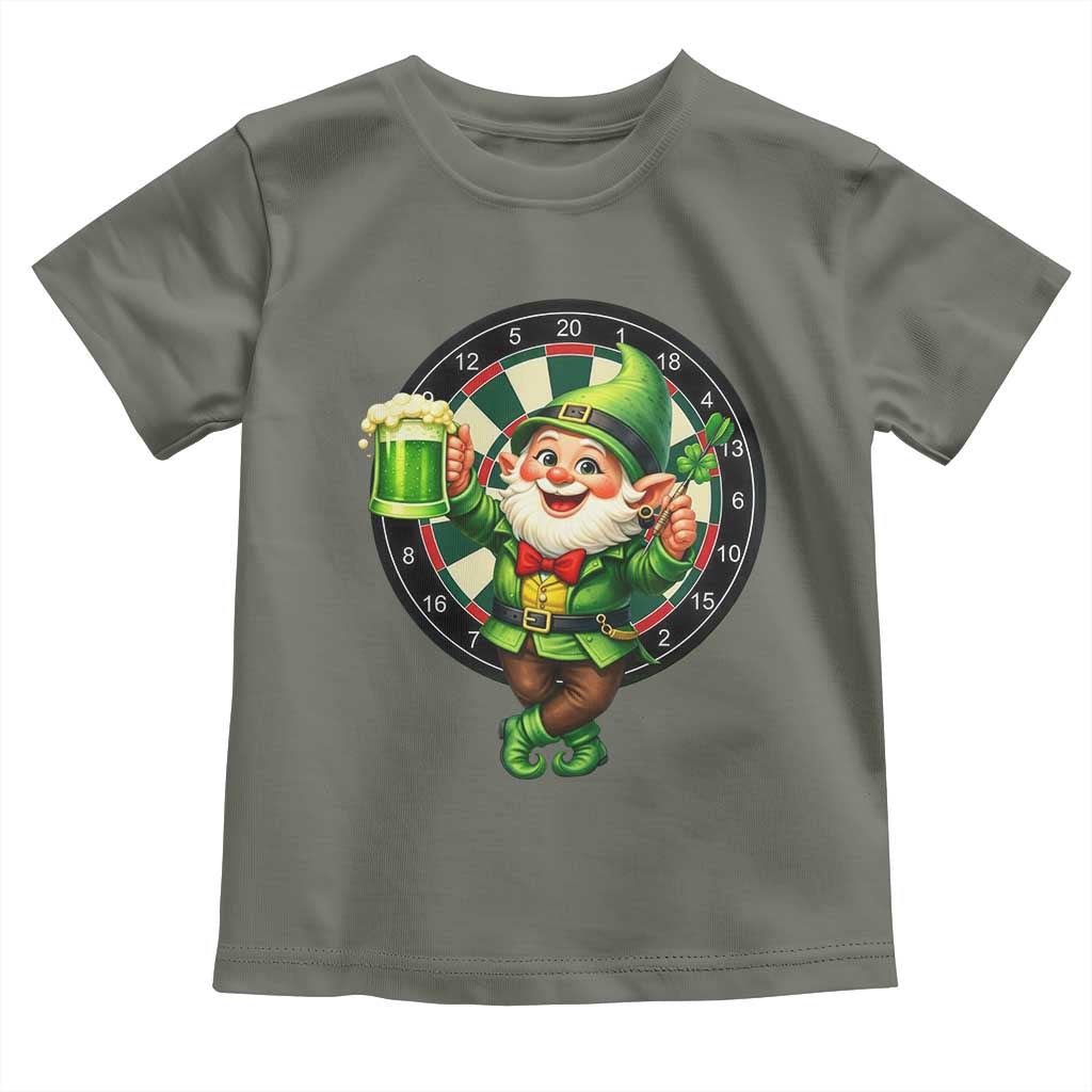 Cheerful Gnome Playing Darts Toddler T Shirt St Patricks Day Gift TS12 Military Green Print Your Wear