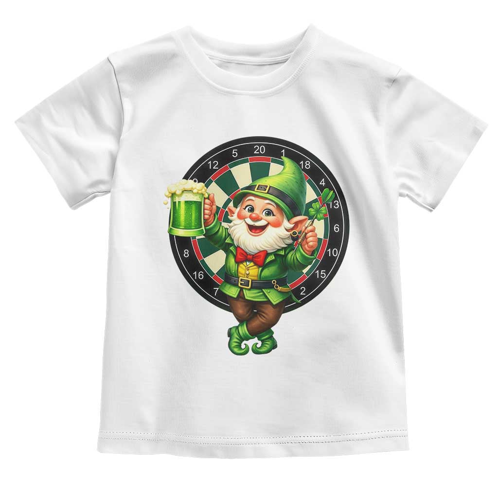 Cheerful Gnome Playing Darts Toddler T Shirt St Patricks Day Gift TS12 White Print Your Wear