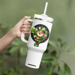 Cheerful Gnome Playing Darts Tumbler With Handle St Patricks Day Gift TS12 Print Your Wear