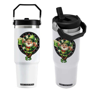 Cheerful Gnome Playing Darts Flip Straw Tumbler St Patricks Day Gift TS12 One Size: 30 oz White Print Your Wear