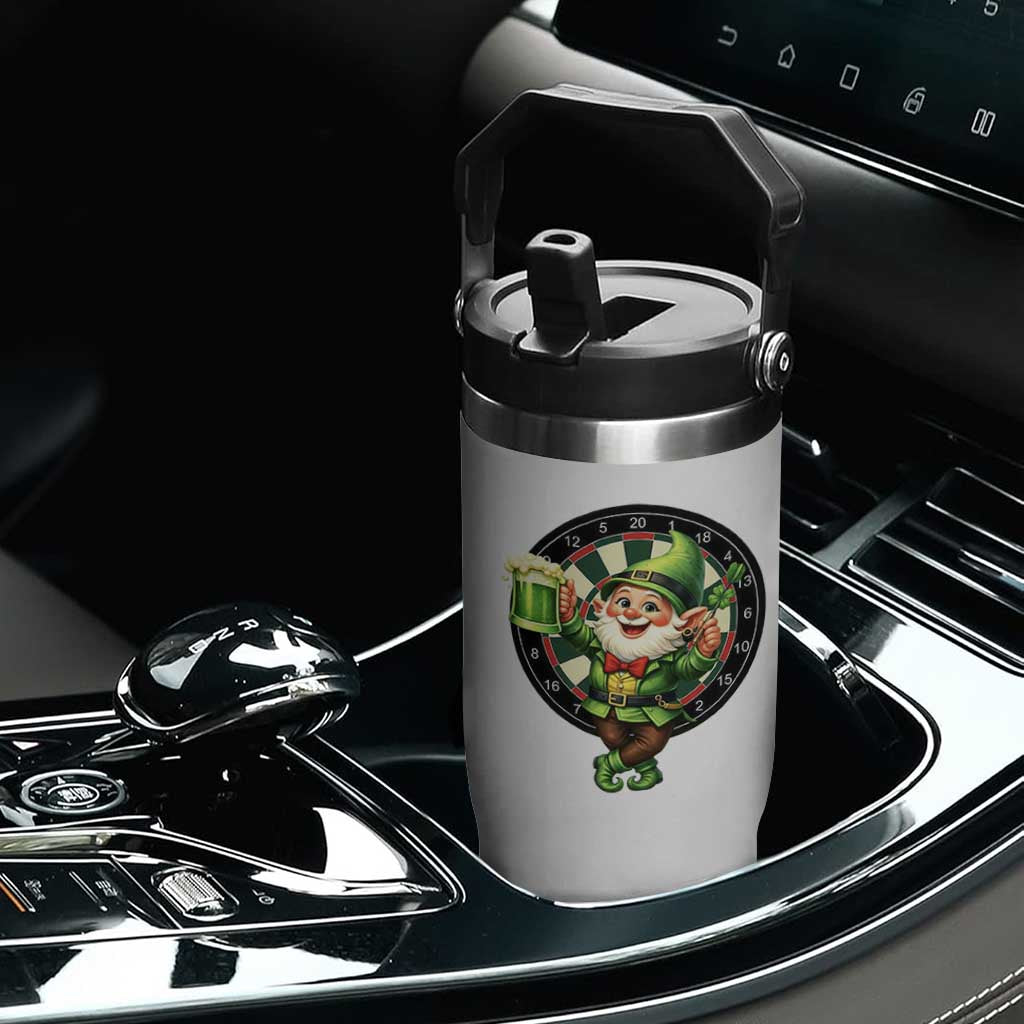 Cheerful Gnome Playing Darts Flip Straw Tumbler St Patricks Day Gift TS12 Print Your Wear