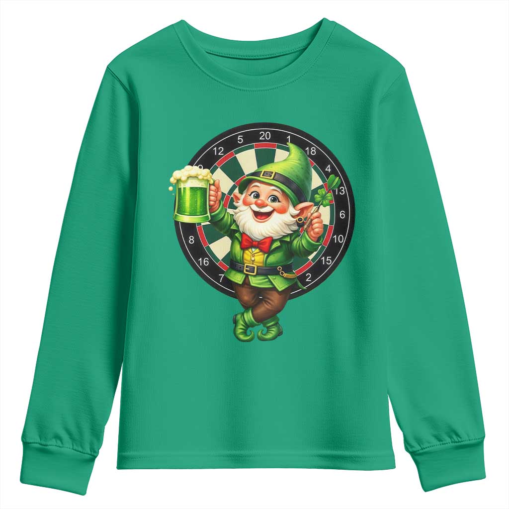 Cheerful Gnome Playing Darts Youth Sweatshirt St Patricks Day Gift TS12 Irish Green Print Your Wear