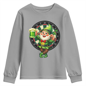 Cheerful Gnome Playing Darts Youth Sweatshirt St Patricks Day Gift TS12 Sport Gray Print Your Wear