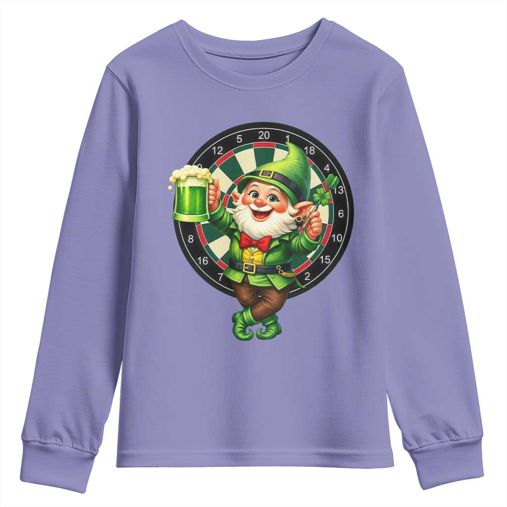 Cheerful Gnome Playing Darts Youth Sweatshirt St Patricks Day Gift TS12 Violet Print Your Wear