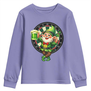 Cheerful Gnome Playing Darts Youth Sweatshirt St Patricks Day Gift TS12 Violet Print Your Wear