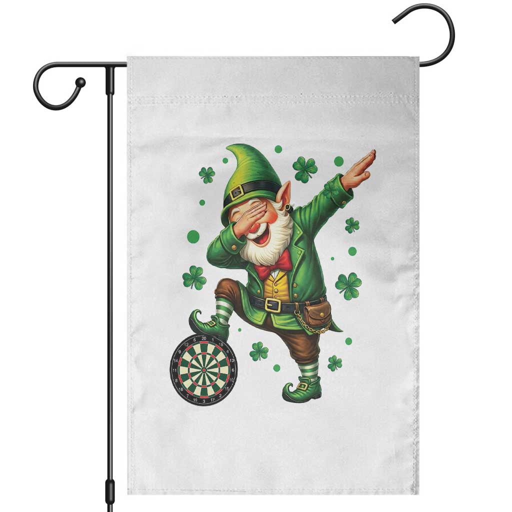 St Patricks Day Cheerful Gnome Dabbing Garden Flag Darts Lover Gift TS12 White Print Your Wear