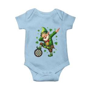 St Patricks Day Cheerful Gnome Dabbing Baby Onesie Darts Lover Gift TS12 Light Blue Print Your Wear