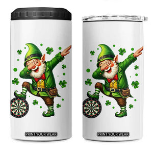 St Patricks Day Cheerful Gnome Dabbing 4 in 1 Can Cooler Tumbler Darts Lover Gift TS12 One Size: 16 oz White Print Your Wear