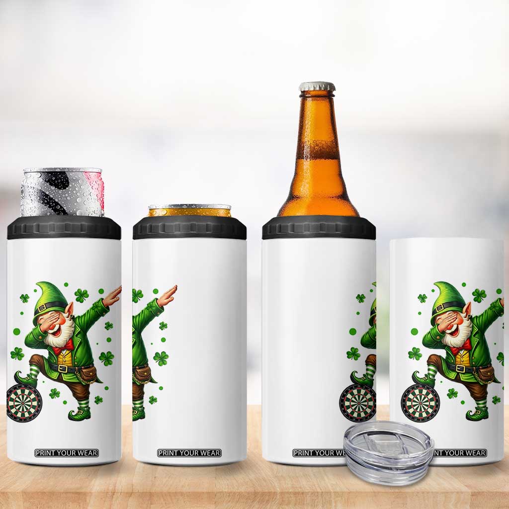 St Patricks Day Cheerful Gnome Dabbing 4 in 1 Can Cooler Tumbler Darts Lover Gift TS12 Print Your Wear