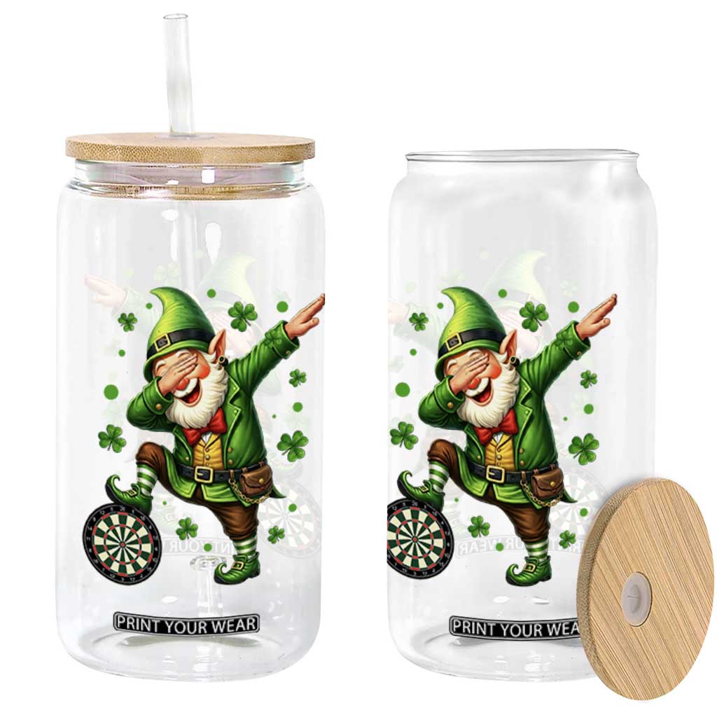 St Patricks Day Cheerful Gnome Dabbing Glass Can Darts Lover Gift TS12 Print Your Wear