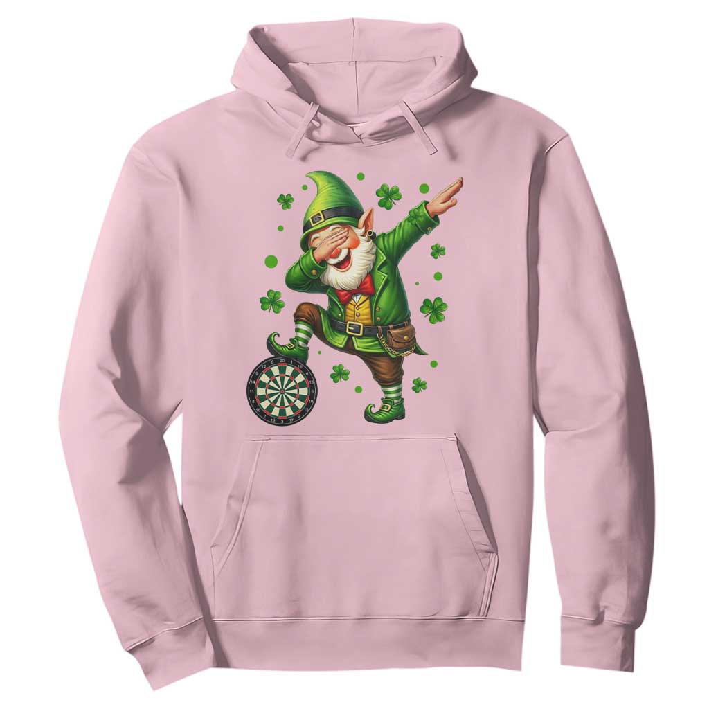 St Patricks Day Cheerful Gnome Dabbing Hoodie Darts Lover Gift TS12 Light Pink Print Your Wear