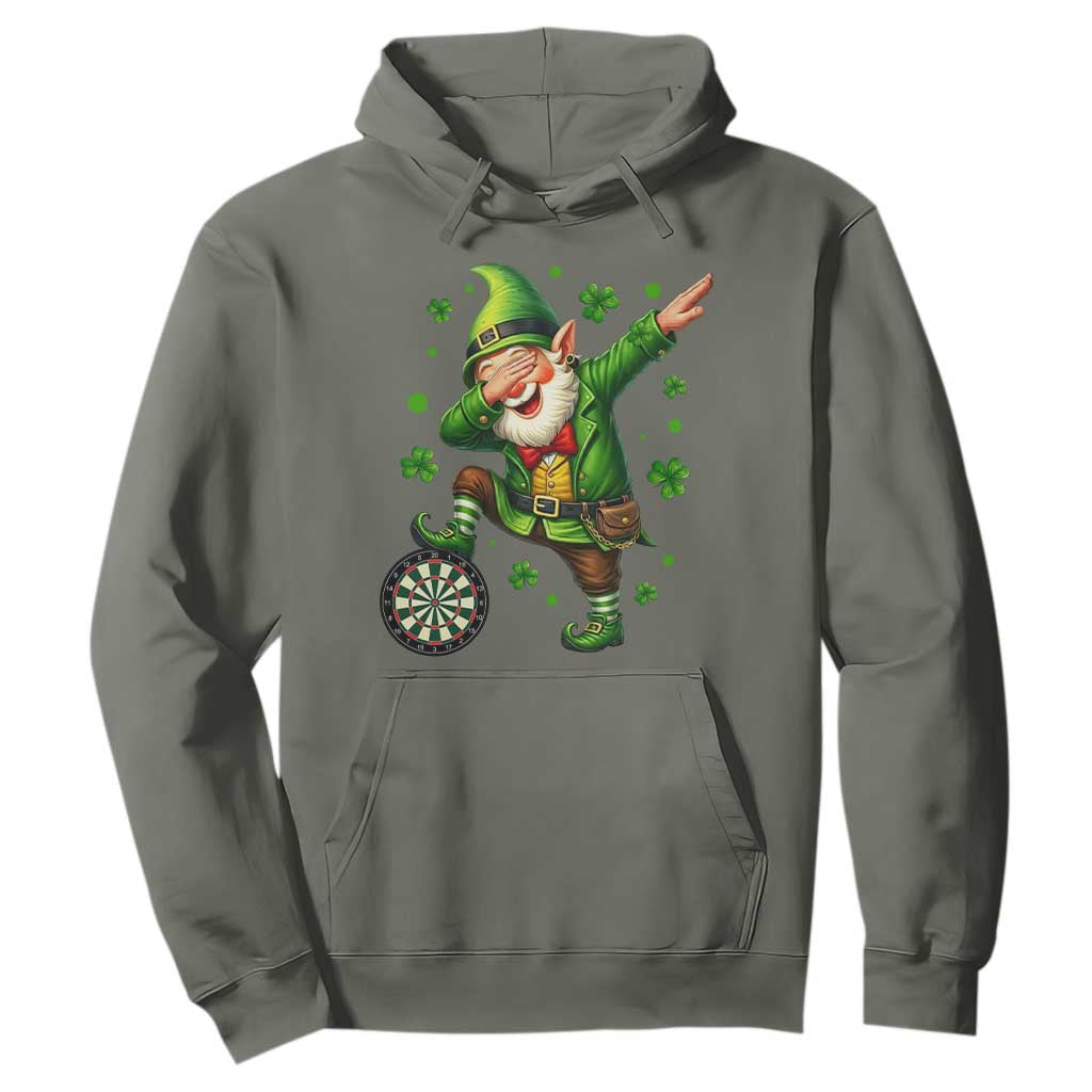 St Patricks Day Cheerful Gnome Dabbing Hoodie Darts Lover Gift TS12 Military Green Print Your Wear