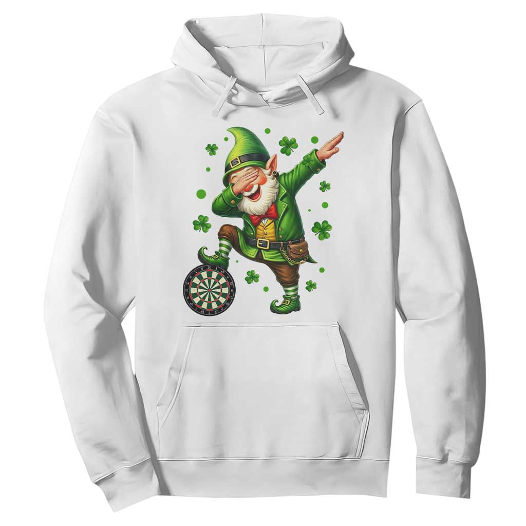 St Patricks Day Cheerful Gnome Dabbing Hoodie Darts Lover Gift TS12 White Print Your Wear