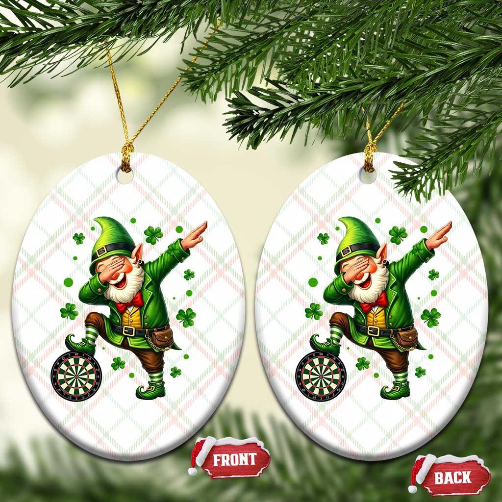 St Patricks Day Cheerful Gnome Dabbing Ceramic Ornament Darts Lover Gift TS12 Print Your Wear