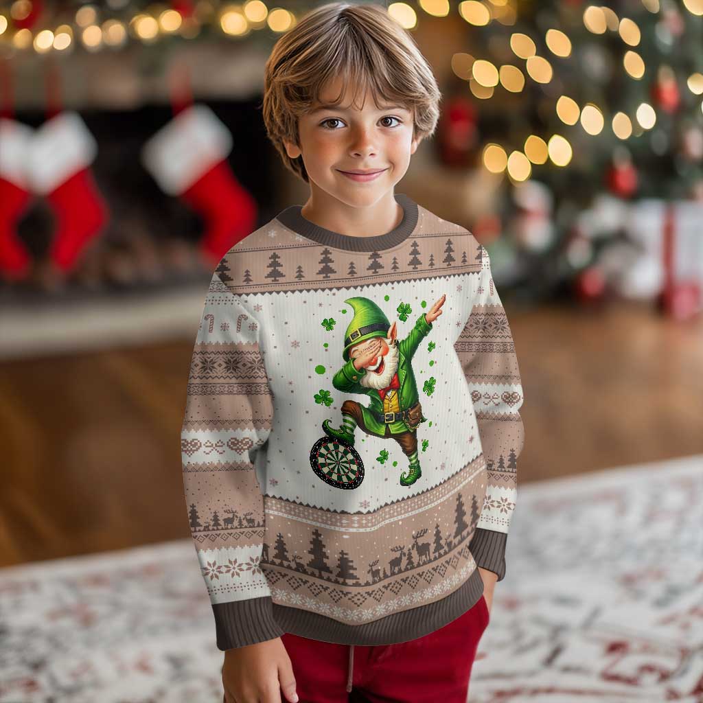 St Patricks Day Cheerful Gnome Dabbing Ugly Christmas Sweater Darts Lover Gift TS12 Mocha Mousse Print Your Wear