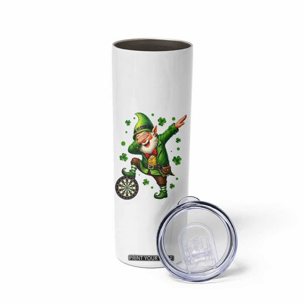 St Patricks Day Cheerful Gnome Dabbing Skinny Tumbler Darts Lover Gift TS12 Print Your Wear
