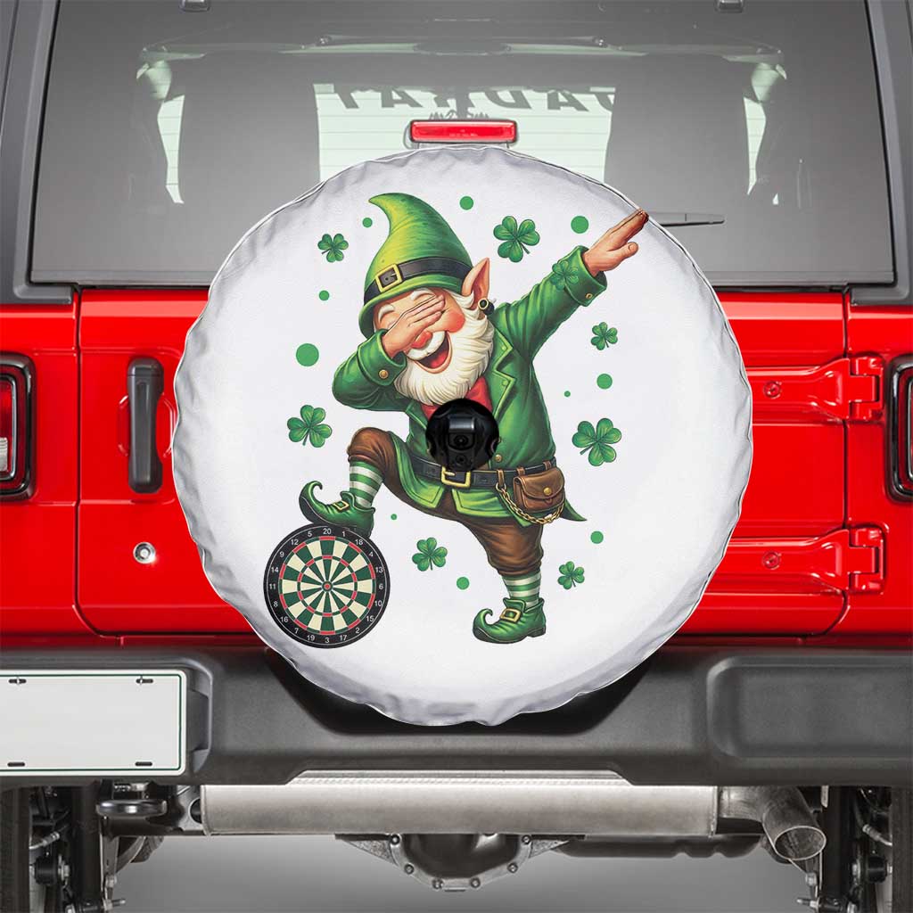 St Patricks Day Cheerful Gnome Dabbing Spare Tire Cover Darts Lover Gift TS12 White Print Your Wear