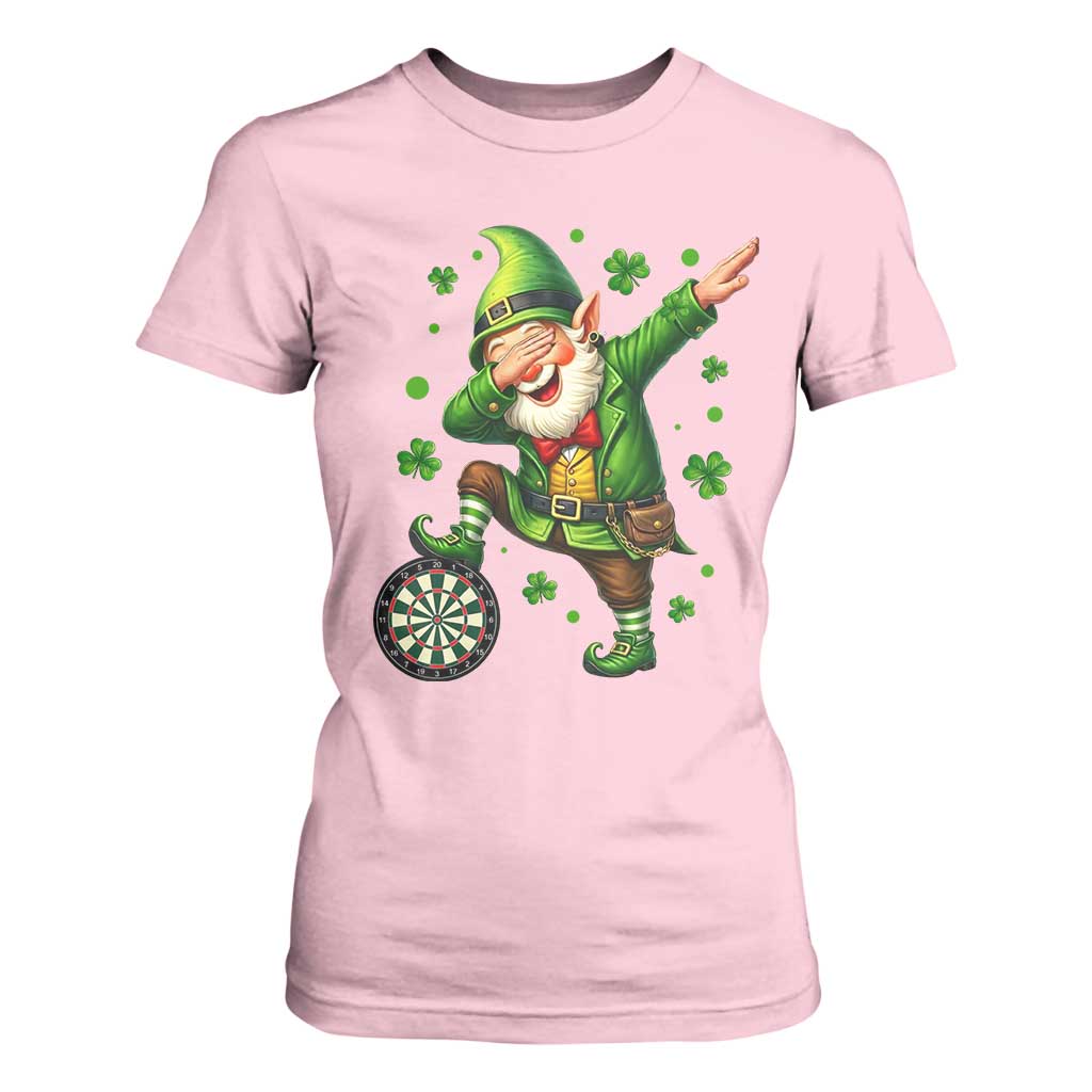 St Patricks Day Cheerful Gnome Dabbing T Shirt For Women Darts Lover Gift TS12 Light Pink Print Your Wear
