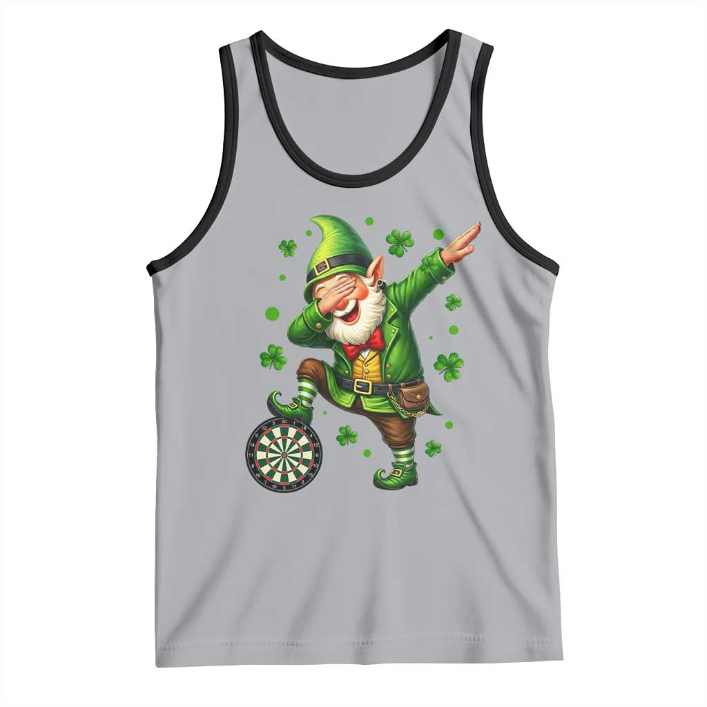 St Patricks Day Cheerful Gnome Dabbing Tank Top Darts Lover Gift TS12 Athletic Heather Black Print Your Wear