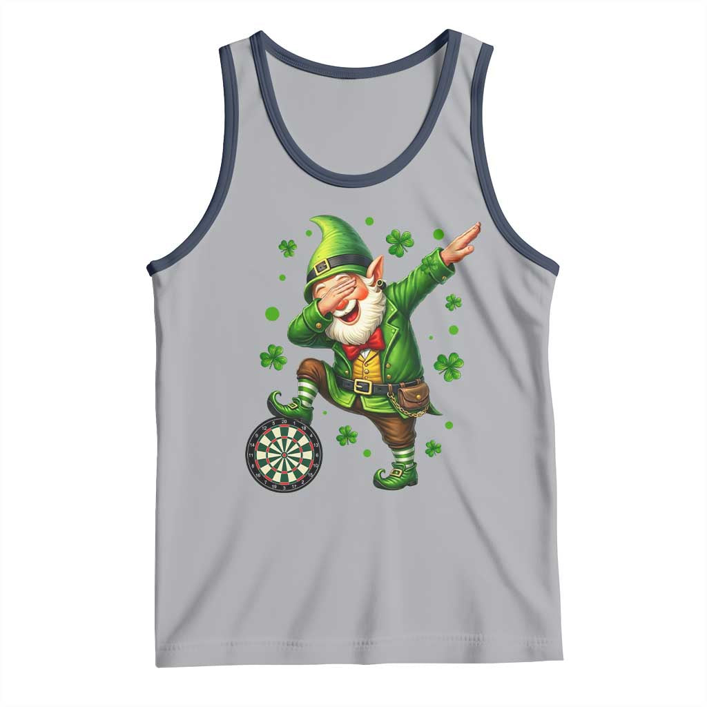 St Patricks Day Cheerful Gnome Dabbing Tank Top Darts Lover Gift TS12 Athletic Heather Navy Print Your Wear