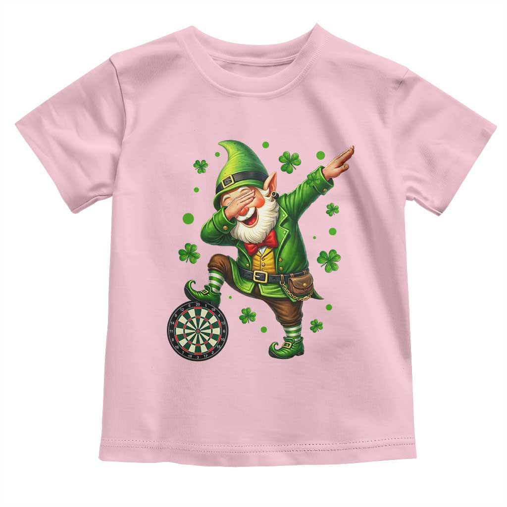 St Patricks Day Cheerful Gnome Dabbing Toddler T Shirt Darts Lover Gift TS12 Light Pink Print Your Wear