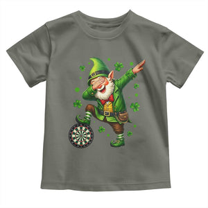 St Patricks Day Cheerful Gnome Dabbing Toddler T Shirt Darts Lover Gift TS12 Military Green Print Your Wear