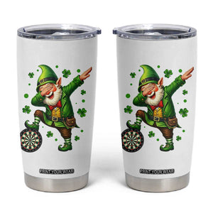 St Patricks Day Cheerful Gnome Dabbing Tumbler Cup Darts Lover Gift TS12 White Print Your Wear