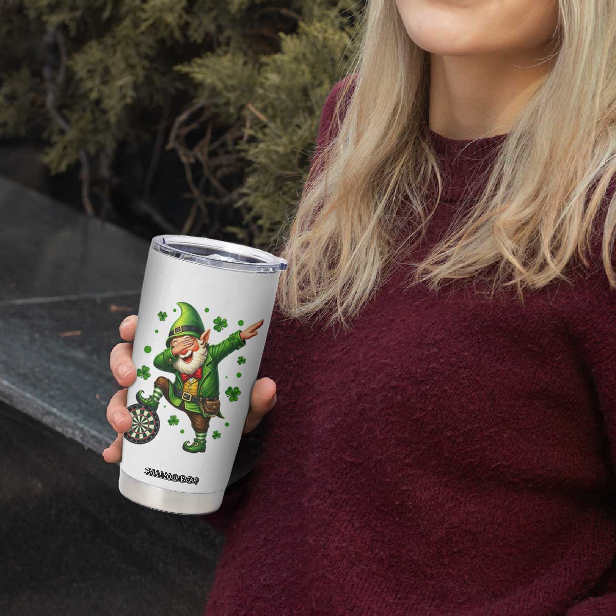 St Patricks Day Cheerful Gnome Dabbing Tumbler Cup Darts Lover Gift TS12 Print Your Wear