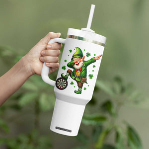 St Patricks Day Cheerful Gnome Dabbing Tumbler With Handle Darts Lover Gift TS12 Print Your Wear