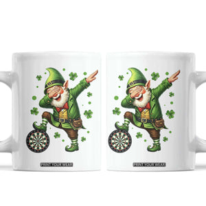 St Patricks Day Cheerful Gnome Dabbing Coffee Mug Darts Lover Gift TS12 White Print Your Wear
