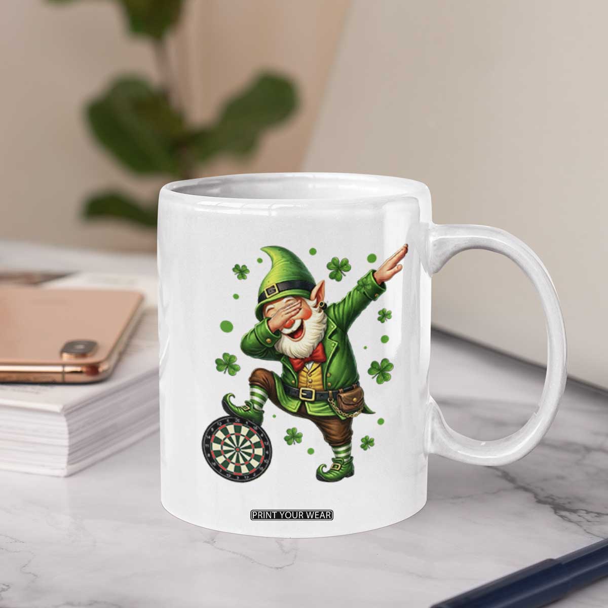 St Patricks Day Cheerful Gnome Dabbing Coffee Mug Darts Lover Gift TS12 Print Your Wear