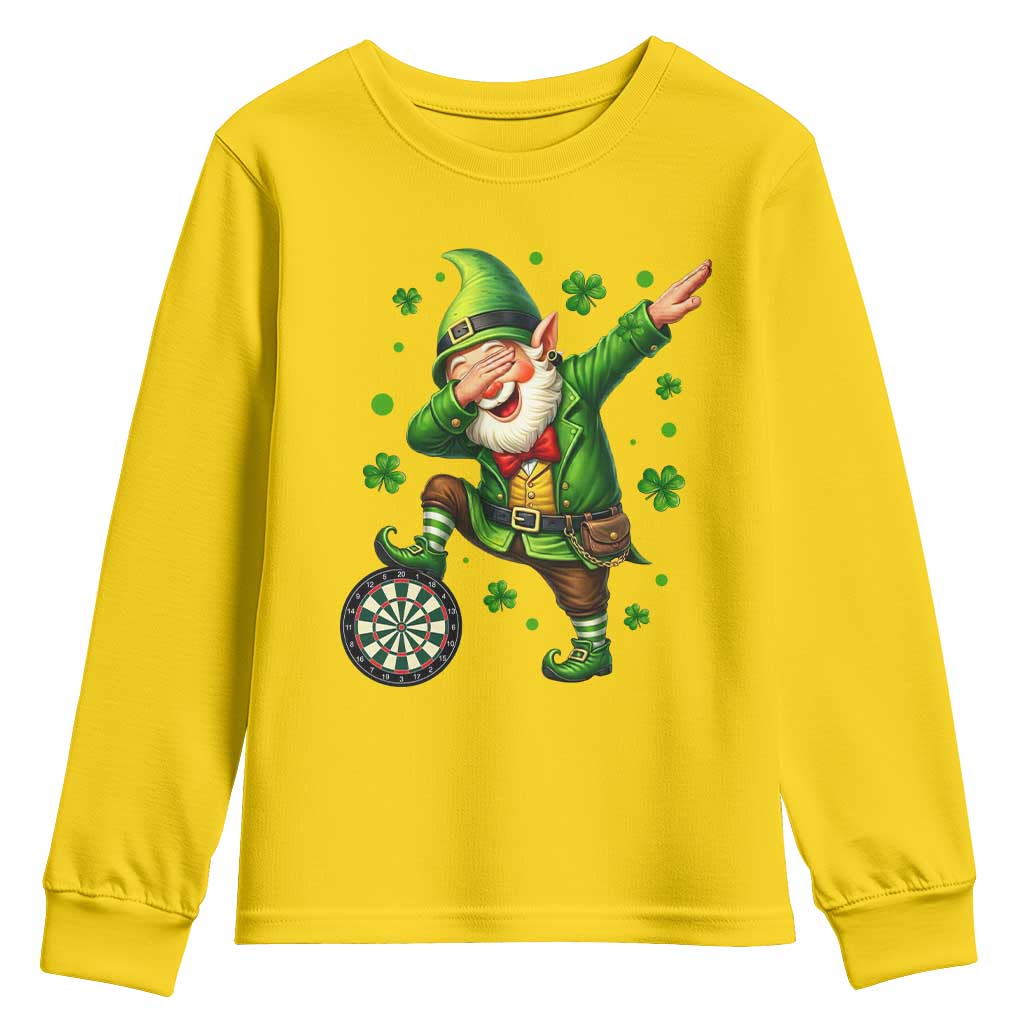 St Patricks Day Cheerful Gnome Dabbing Youth Sweatshirt Darts Lover Gift TS12 Daisy Print Your Wear