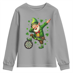 St Patricks Day Cheerful Gnome Dabbing Youth Sweatshirt Darts Lover Gift TS12 Sport Gray Print Your Wear