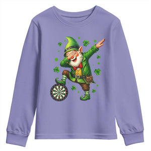 St Patricks Day Cheerful Gnome Dabbing Youth Sweatshirt Darts Lover Gift TS12 Violet Print Your Wear