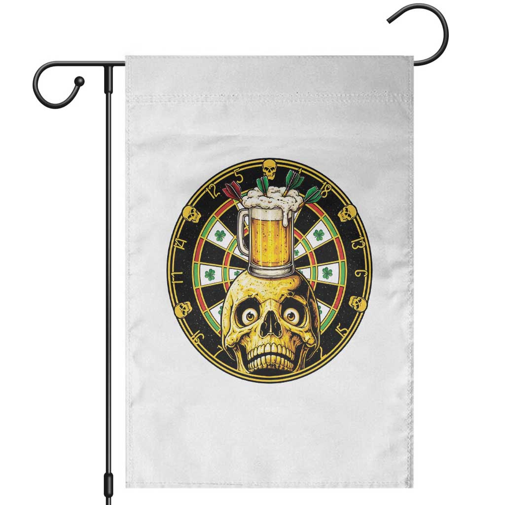 Funny St Patricks Day Skull Garden Flag Darts Player Gift TS12 White Print Your Wear