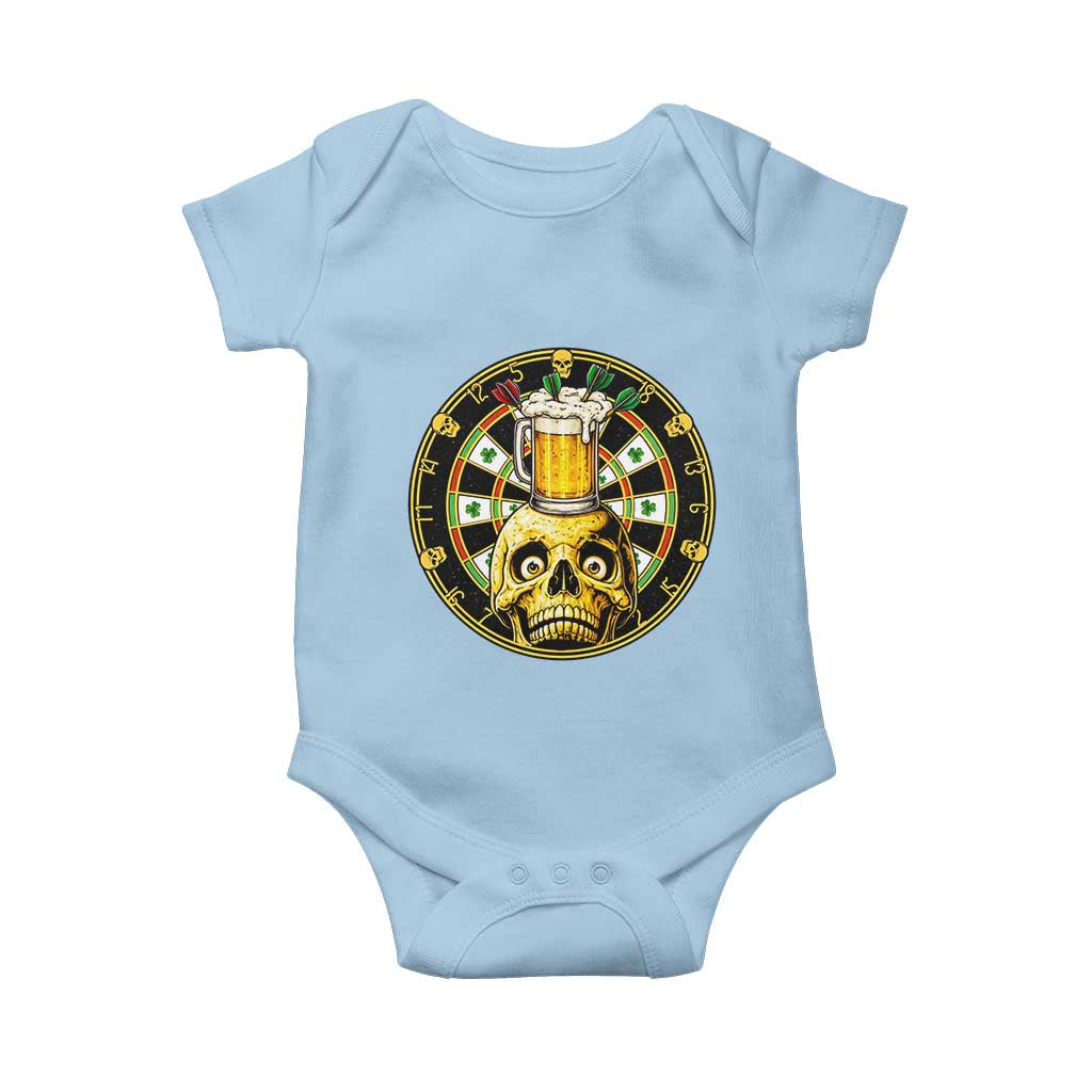 Funny St Patricks Day Skull Baby Onesie Darts Player Gift TS12 Light Blue Print Your Wear