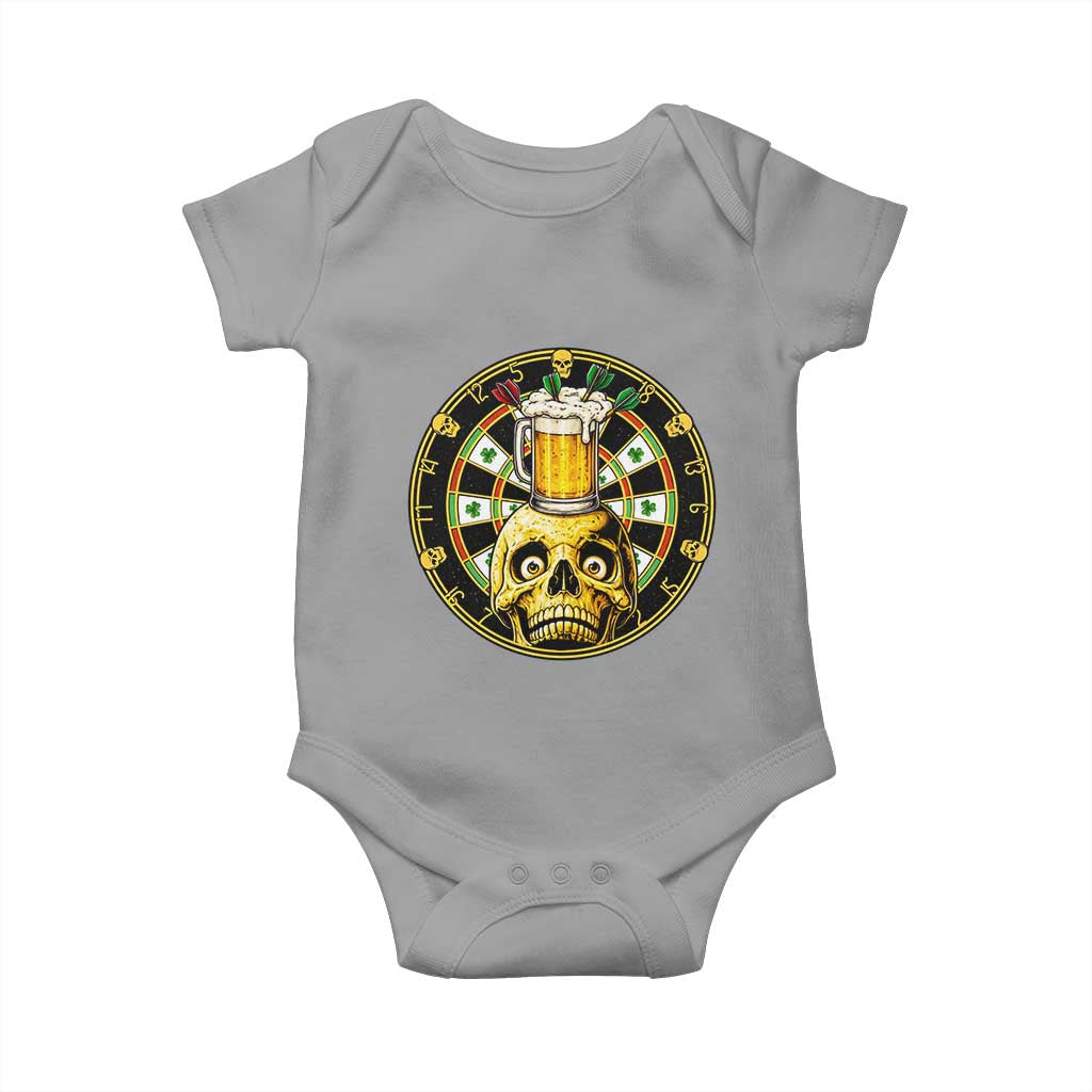 Funny St Patricks Day Skull Baby Onesie Darts Player Gift TS12 Sport Gray Print Your Wear