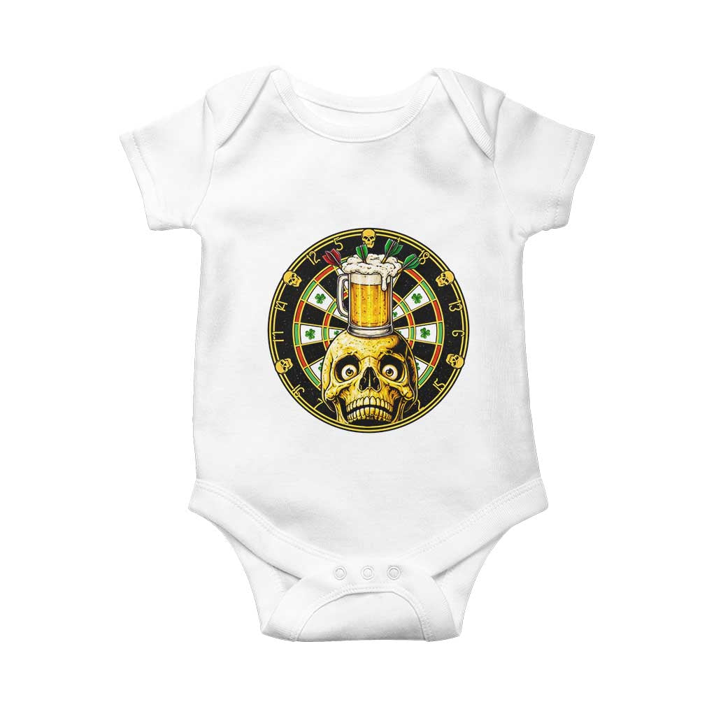 Funny St Patricks Day Skull Baby Onesie Darts Player Gift TS12 White Print Your Wear