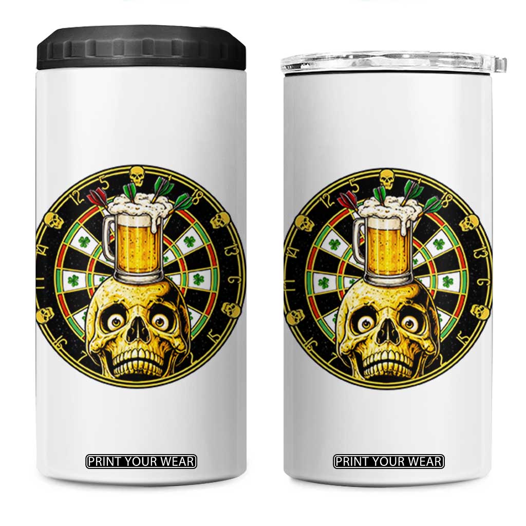 Funny St Patricks Day Skull 4 in 1 Can Cooler Tumbler Darts Player Gift TS12 One Size: 16 oz White Print Your Wear