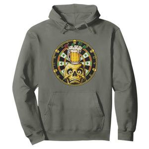 Funny St Patricks Day Skull Hoodie Darts Player Gift TS12 Military Green Print Your Wear