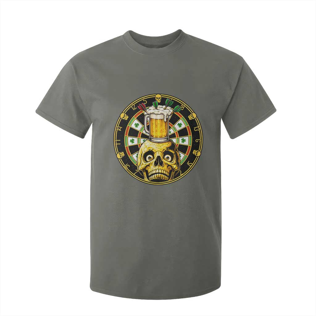 Funny St Patricks Day Skull T Shirt For Kid Darts Player Gift TS12 Military Green Print Your Wear