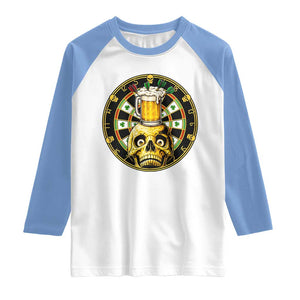 Funny St Patricks Day Skull Raglan Shirt Darts Player Gift TS12 White Carolina Blue Print Your Wear