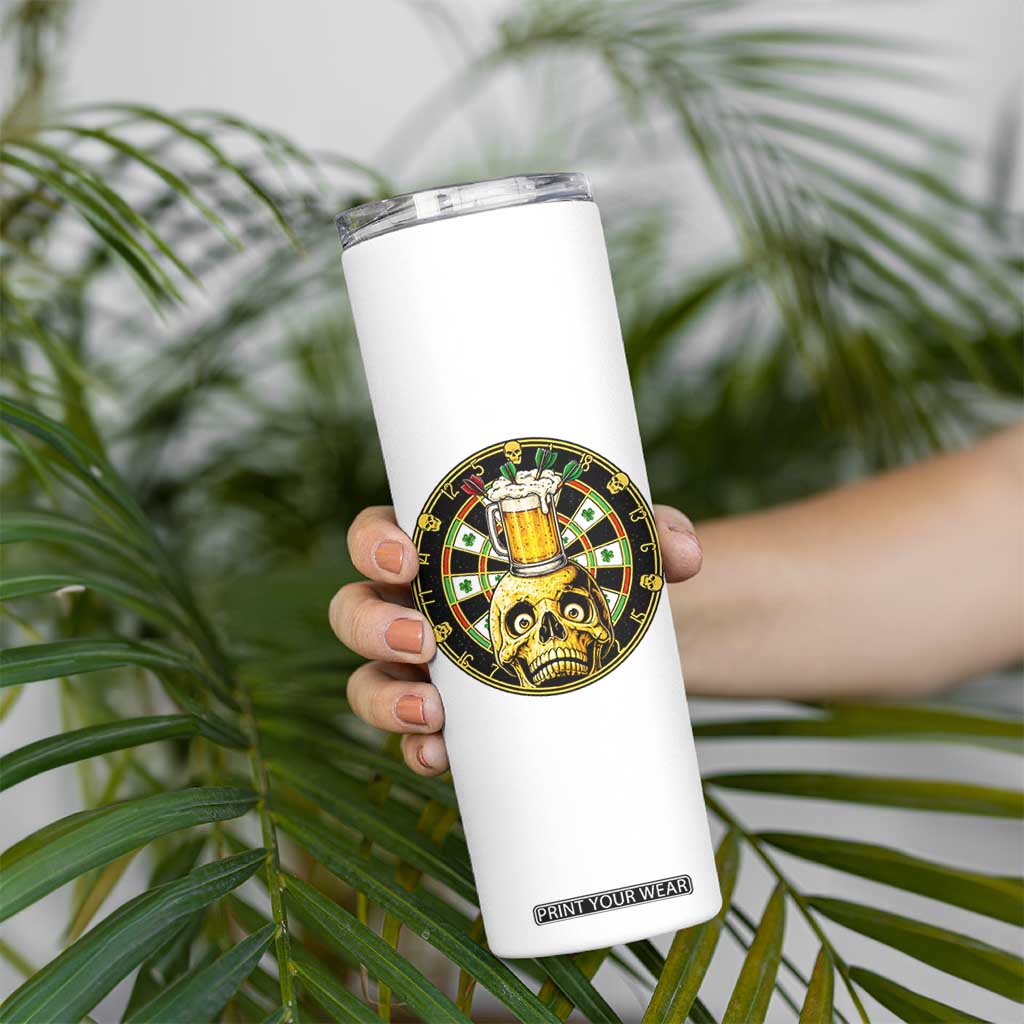 Funny St Patricks Day Skull Skinny Tumbler Darts Player Gift TS12 Print Your Wear
