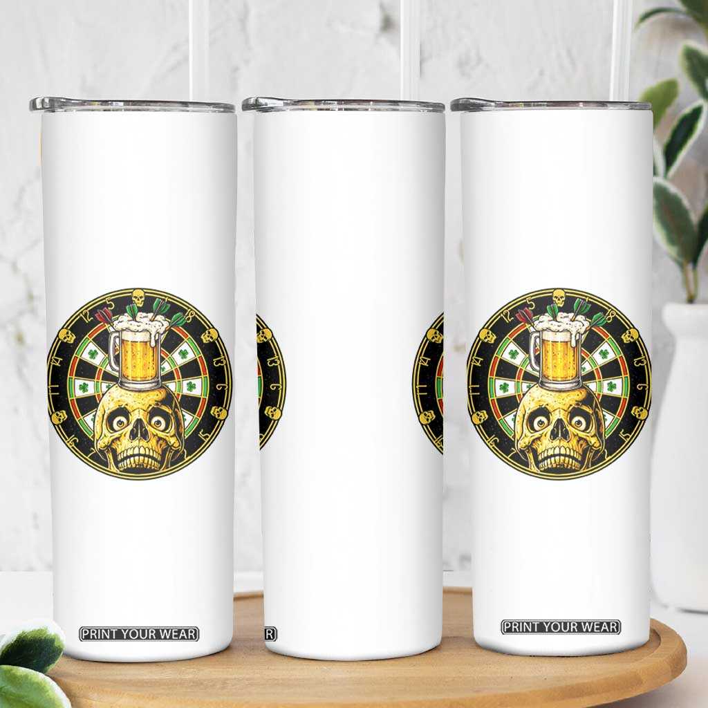 Funny St Patricks Day Skull Skinny Tumbler Darts Player Gift TS12 Print Your Wear