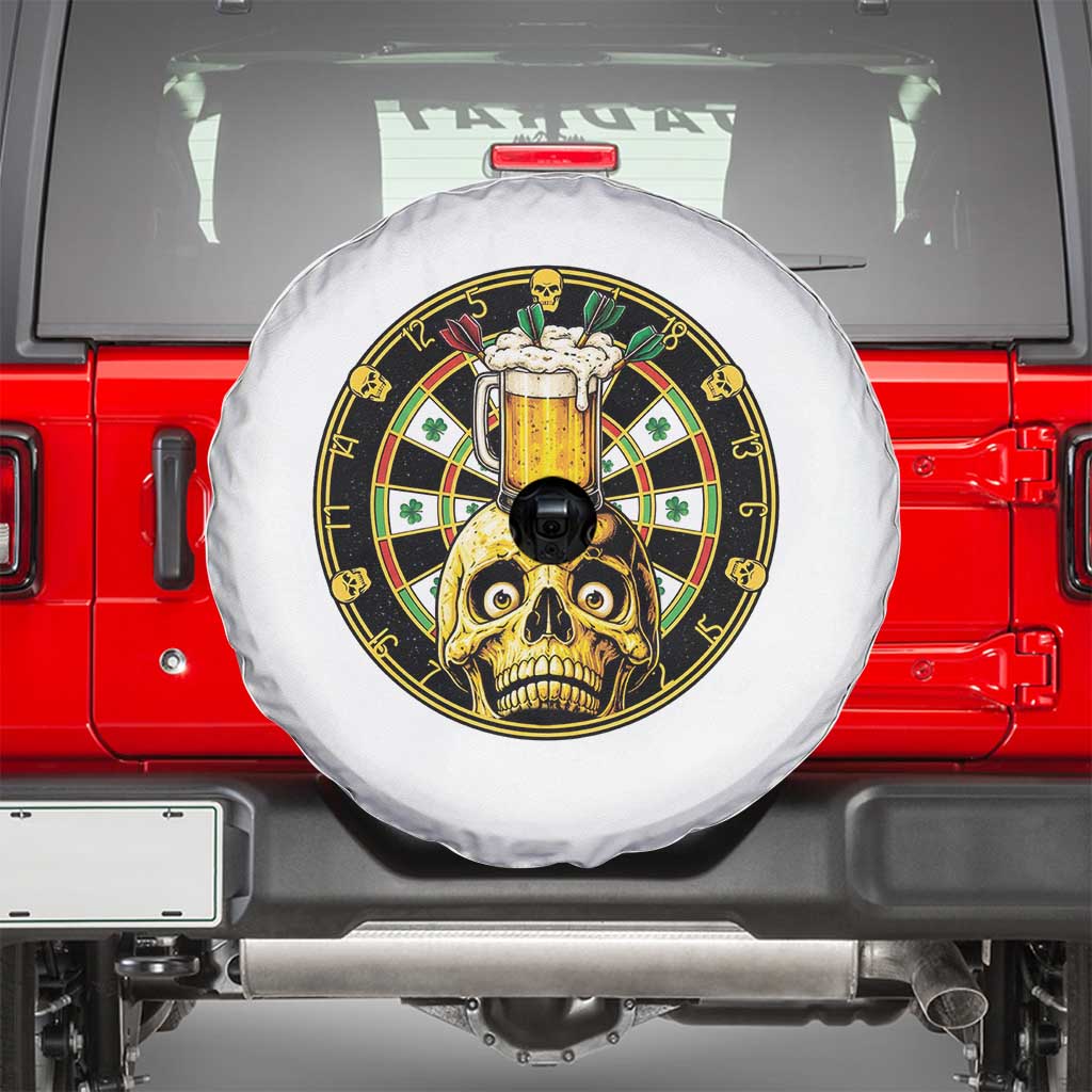Funny St Patricks Day Skull Spare Tire Cover Darts Player Gift TS12 White Print Your Wear