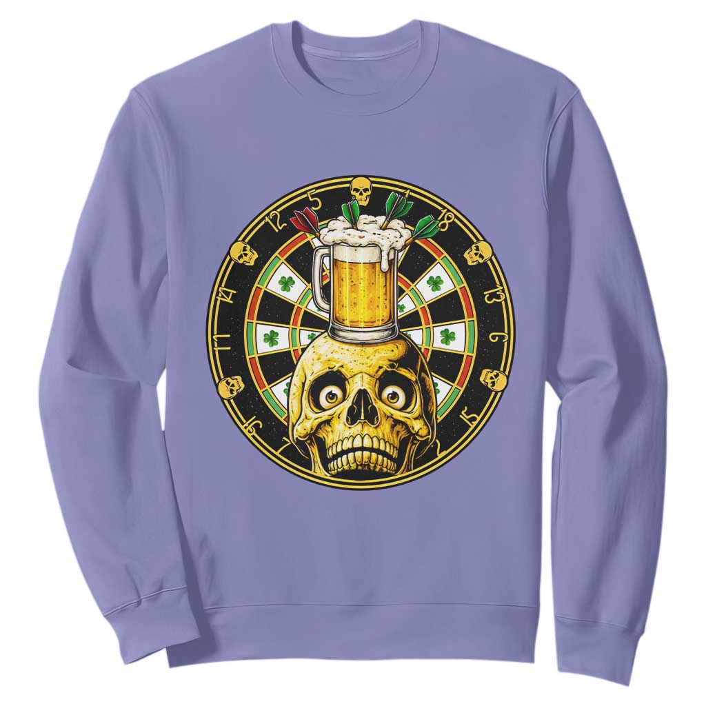 Funny St Patricks Day Skull Sweatshirt Darts Player Gift TS12 Violet Print Your Wear