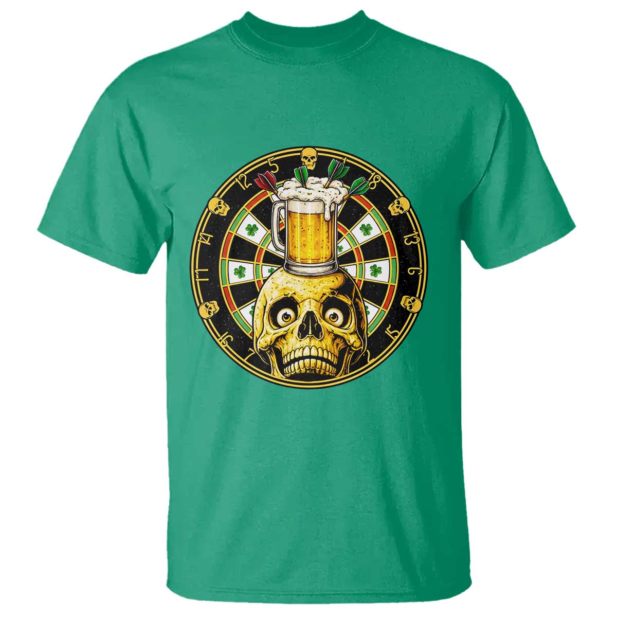 Funny St Patricks Day Skull T Shirt Darts Player Gift TS12 Irish Green Print Your Wear