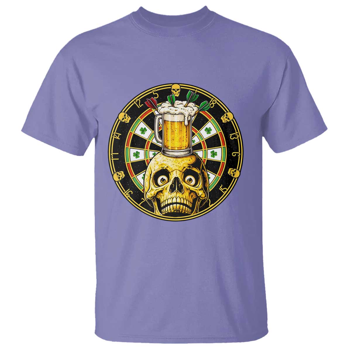 Funny St Patricks Day Skull T Shirt Darts Player Gift TS12 Violet Print Your Wear
