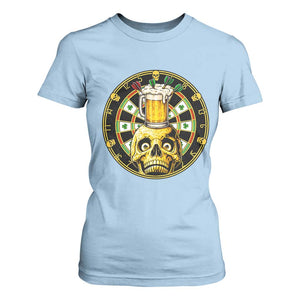 Funny St Patricks Day Skull T Shirt For Women Darts Player Gift TS12 Light Blue Print Your Wear