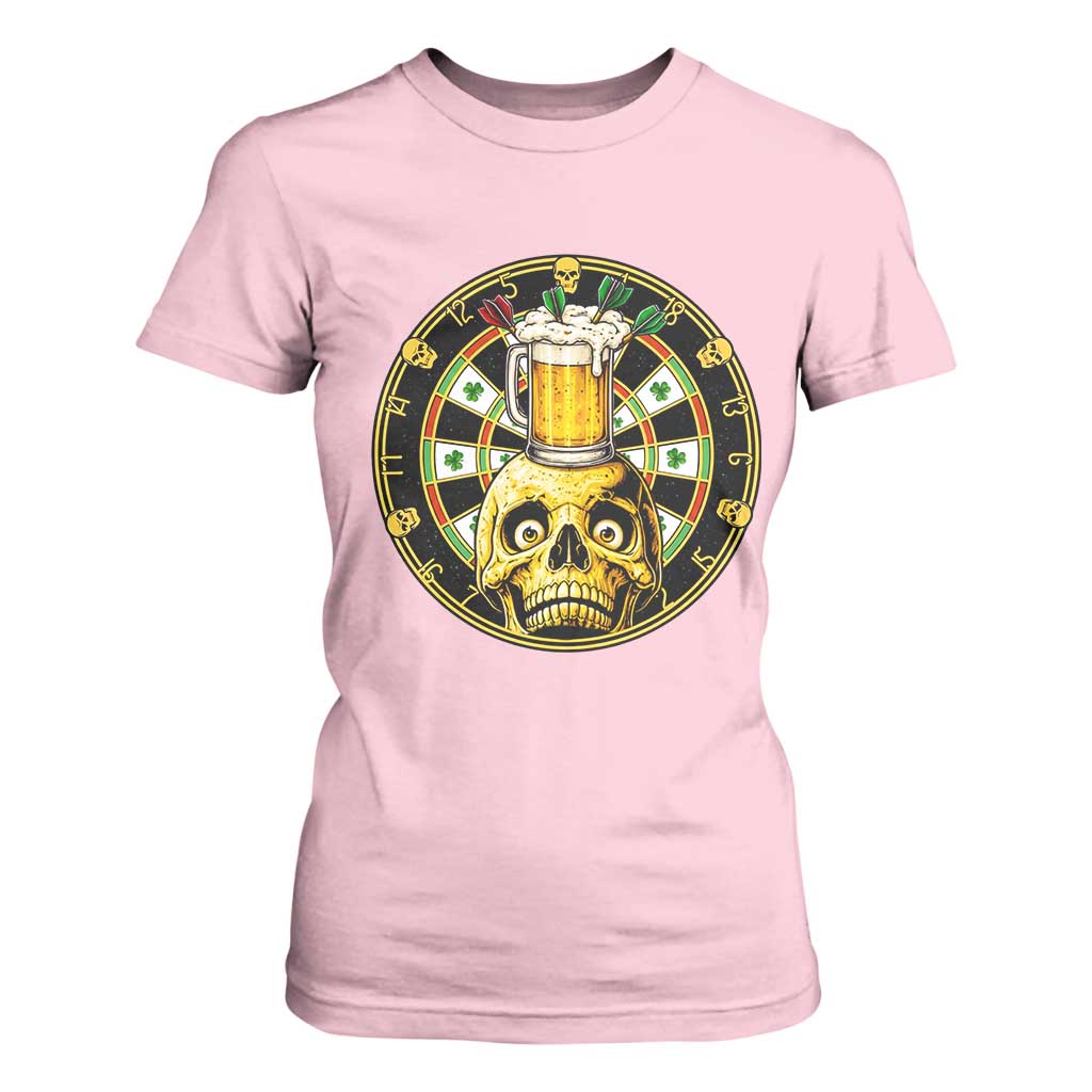 Funny St Patricks Day Skull T Shirt For Women Darts Player Gift TS12 Light Pink Print Your Wear